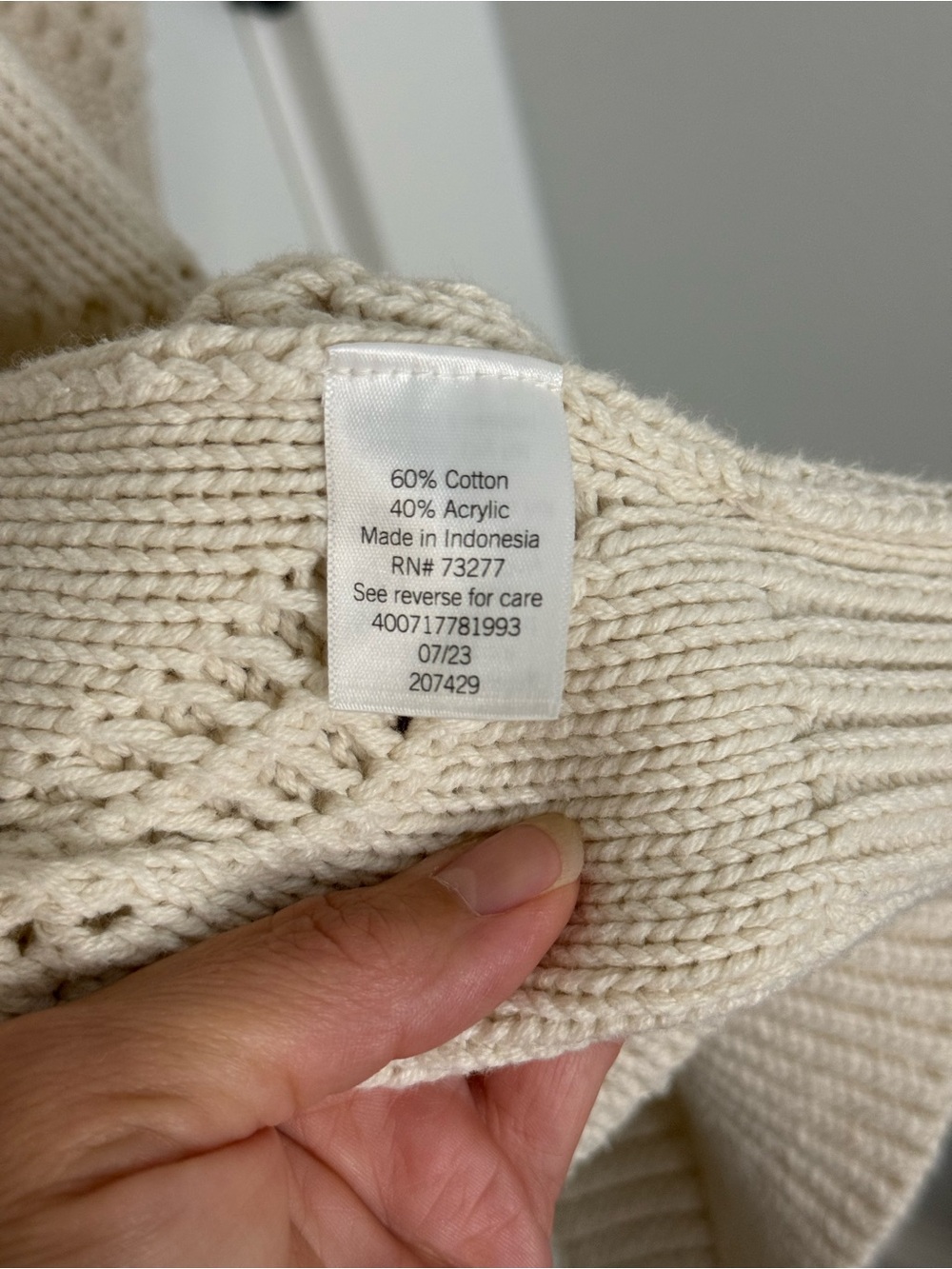 Sonoma Open-Front Diamond Pointelle Cardigan - Cream - Picture 6 of 6